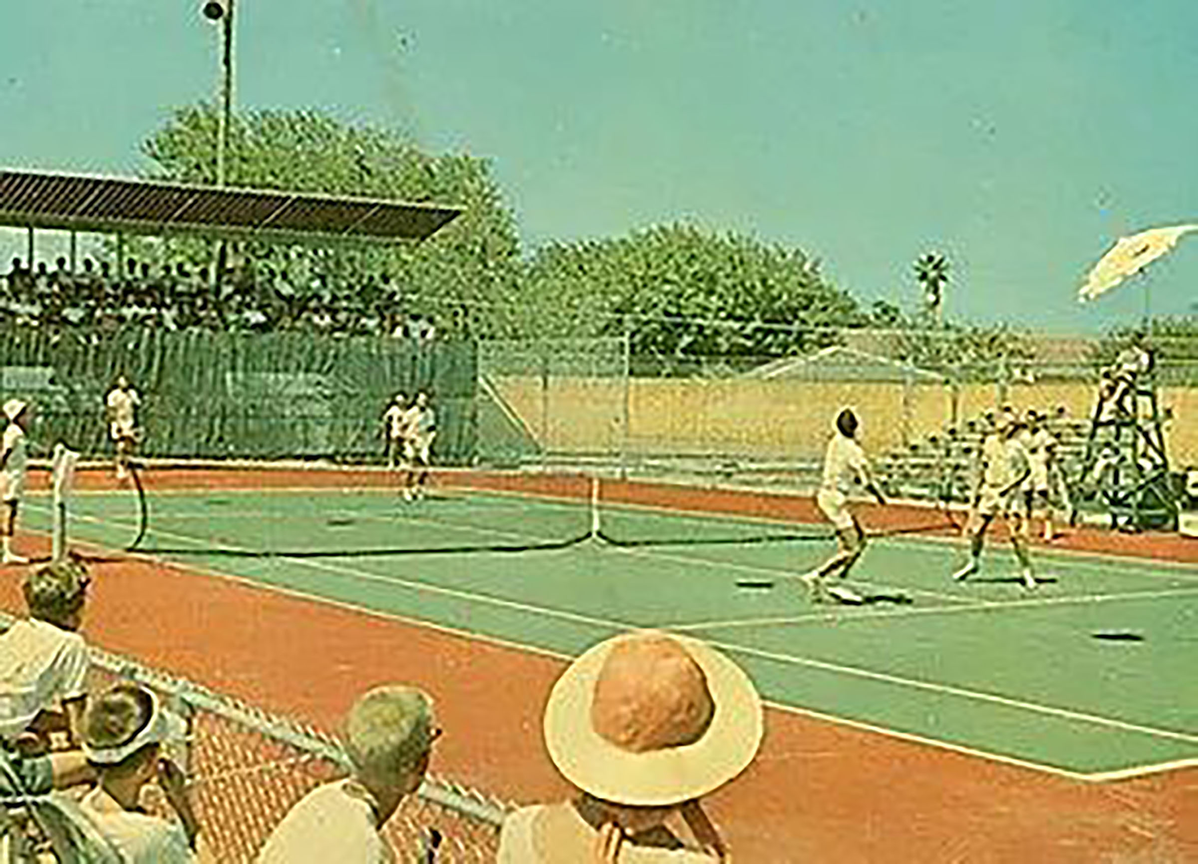 The H-E-B Tennis Center's stadium court in Corpus Christi in the 1960s. Photo courtesy H. E. Butt Foundation. 