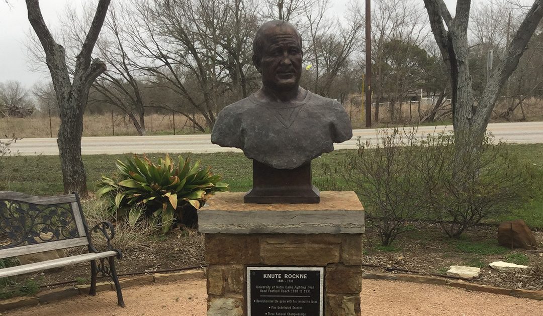 Roadside Oddity: Bronze Bust of Knute Rockne in Rockne, Texas