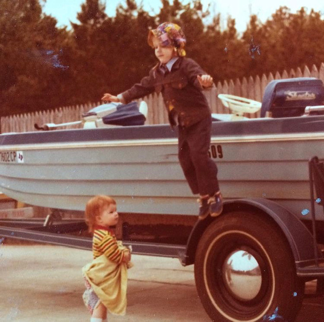 childhood photo, boat, vintage, longview
