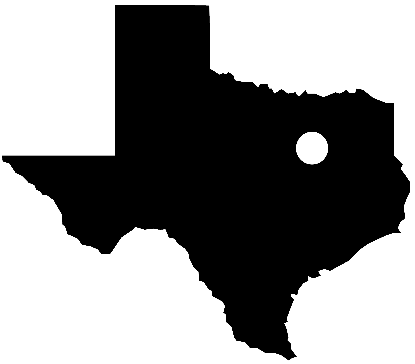 A small map showing the location of Gun Barrel City