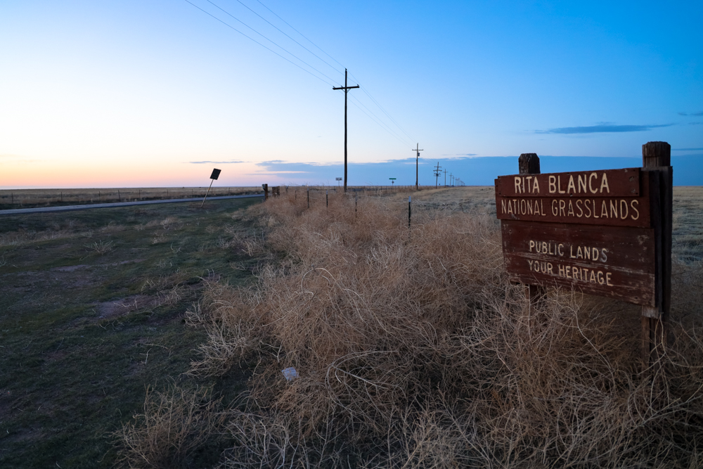 A sign showing the entrance to the Rita Blanca grassland
