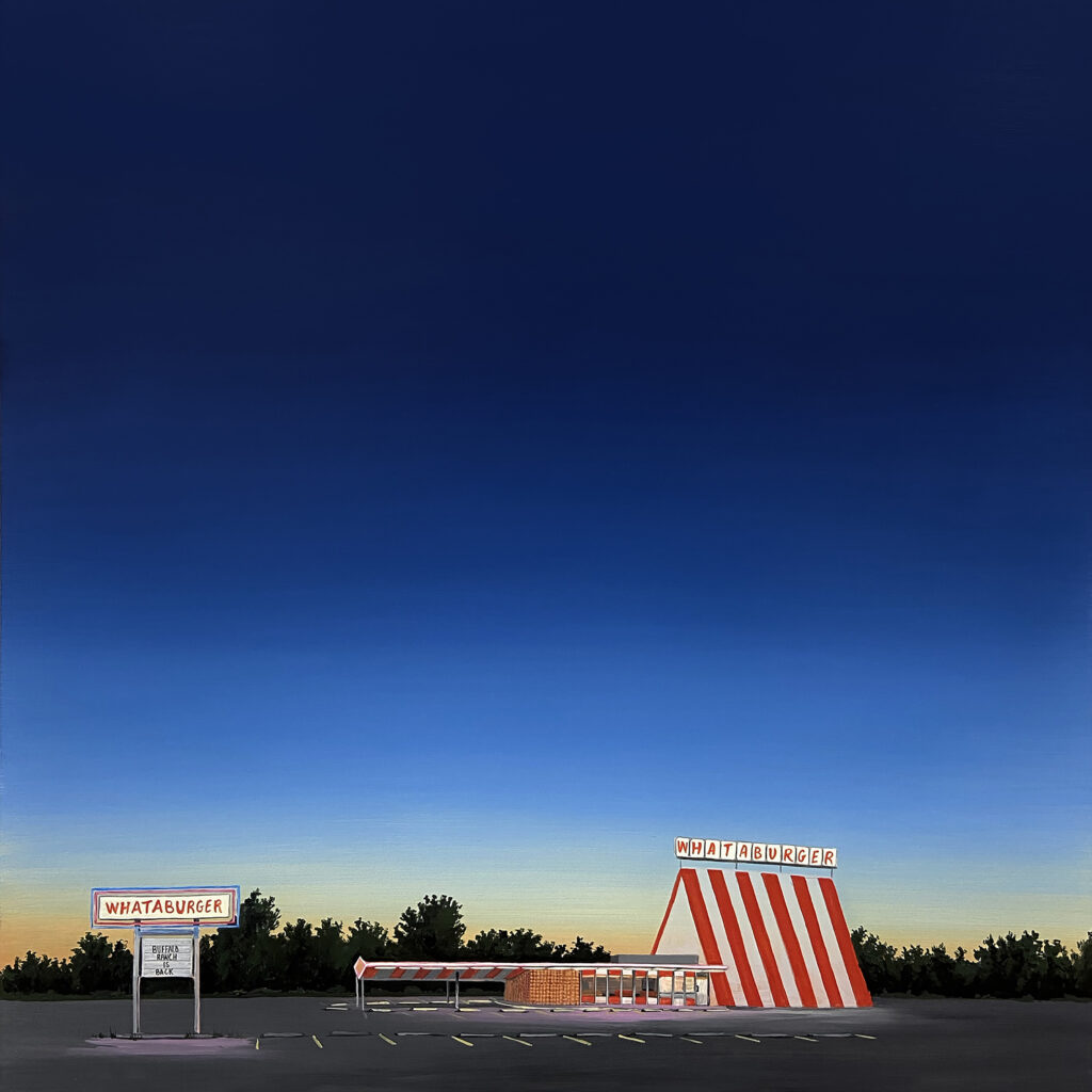kristin moore art whataburger museum of art fast food under glowing night sky 
