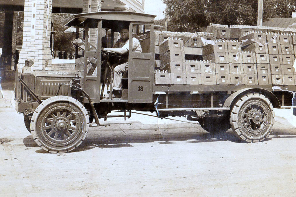 A man delivering Coca Cola near Sabinal, Texas.