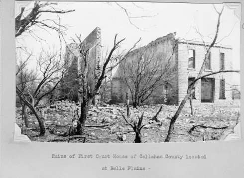 Old photo of Callahan County courthouse labeled 