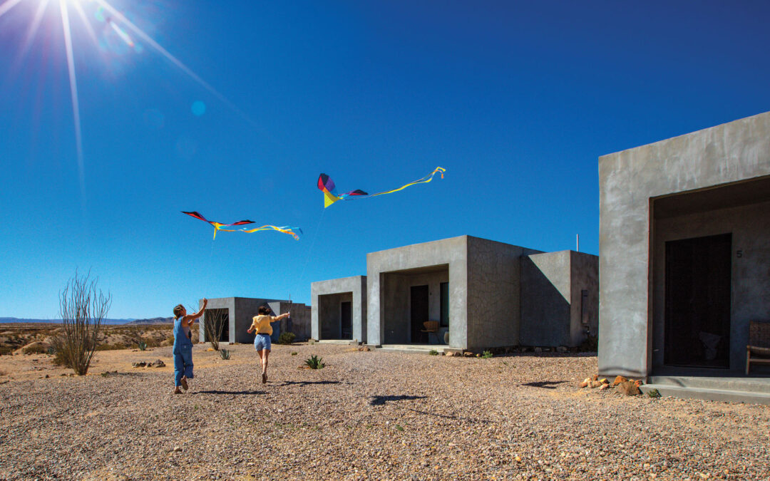 Flying Kites Over the Stark Chihuahuan Desert Landscape