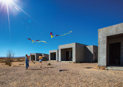 Flying Kites Over the Stark Chihuahuan Desert Landscape