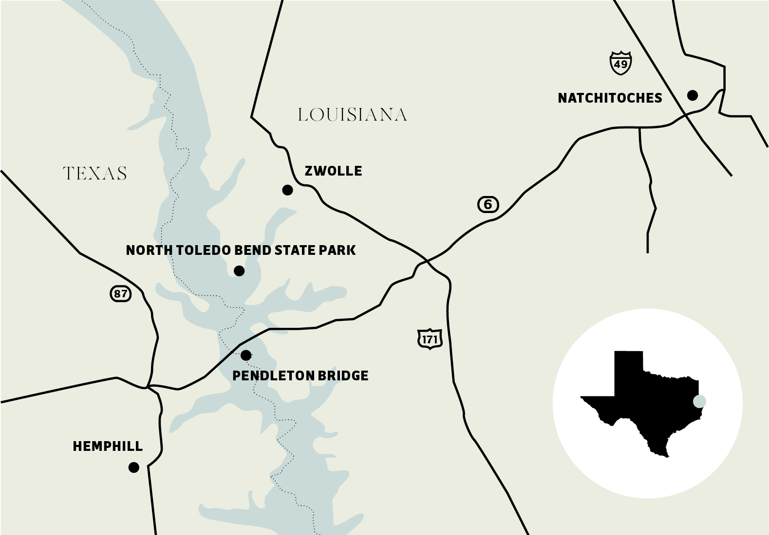 East Texas Lousiana Toledo Bend Map 