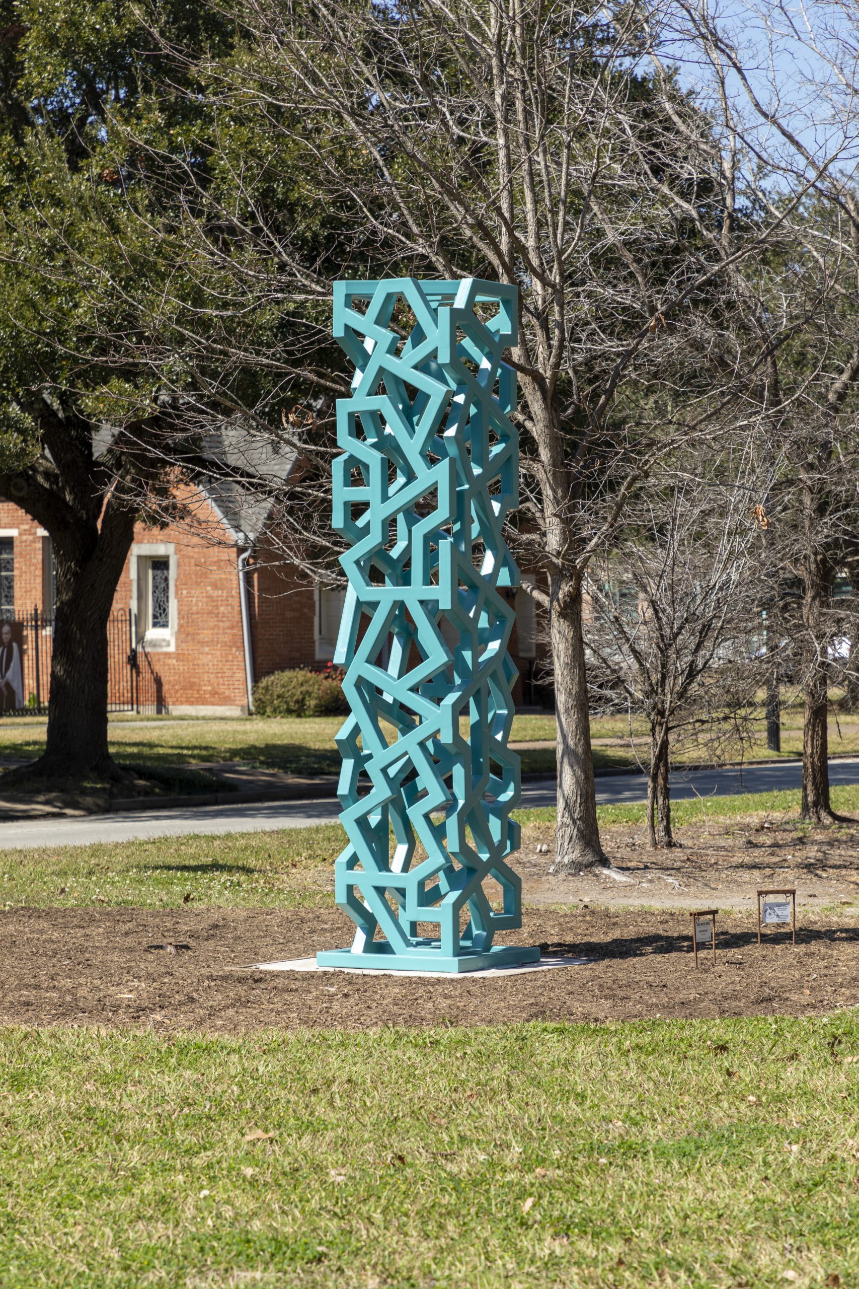 Color photo of turquoise sculpture