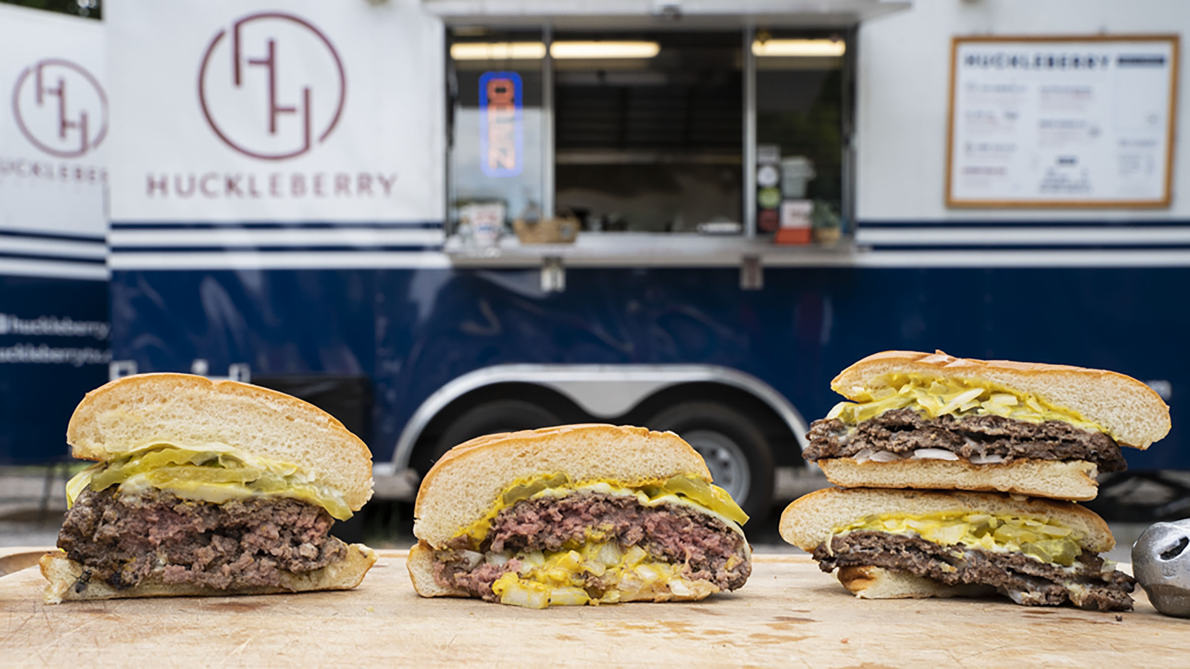 Cheeseburgers at a food truck