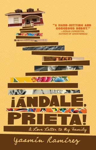 A bright yellow book cover with the text Â¡Andale Prieta!