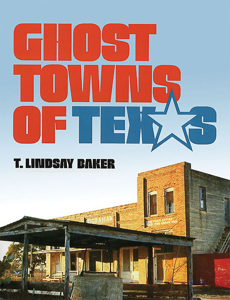 A bright  book cover with the title "Ghost Towns of Texas"