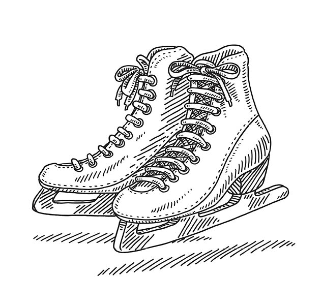 An illustration of a pair of ice skates