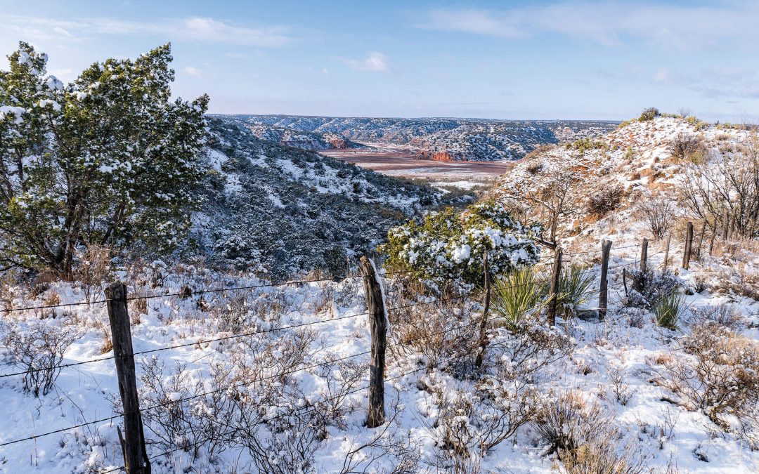 Snowfall on the Little Red River Valley in the Panhandle Plains