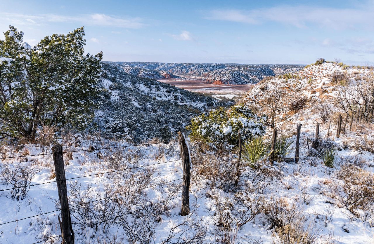 Snowfall on the Little Red River Valley in the Panhandle Plains