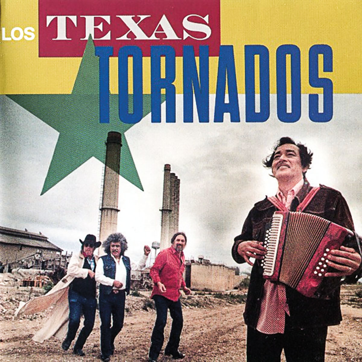 An album cover with bright yellow, red, and blue font reading "Texas Tornados"