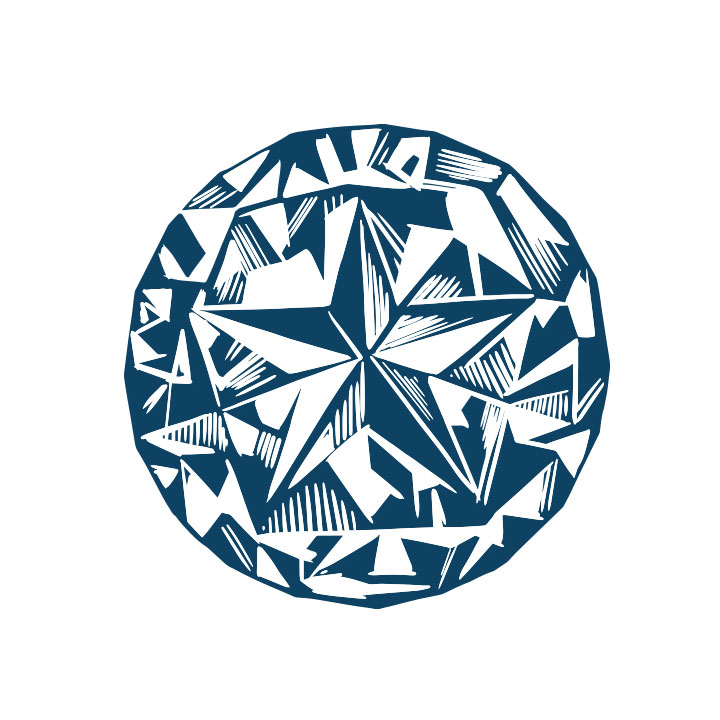 An illustration of a gemstone with a star-shaped cut