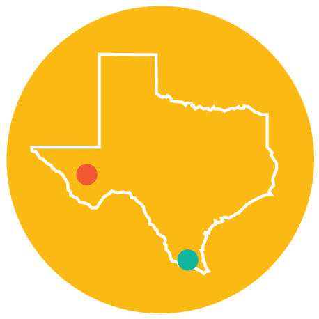 A map of Texas showing the places for viewing wildlife identified below