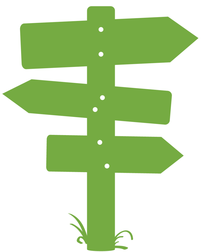 An illustration of a wooden directional sign