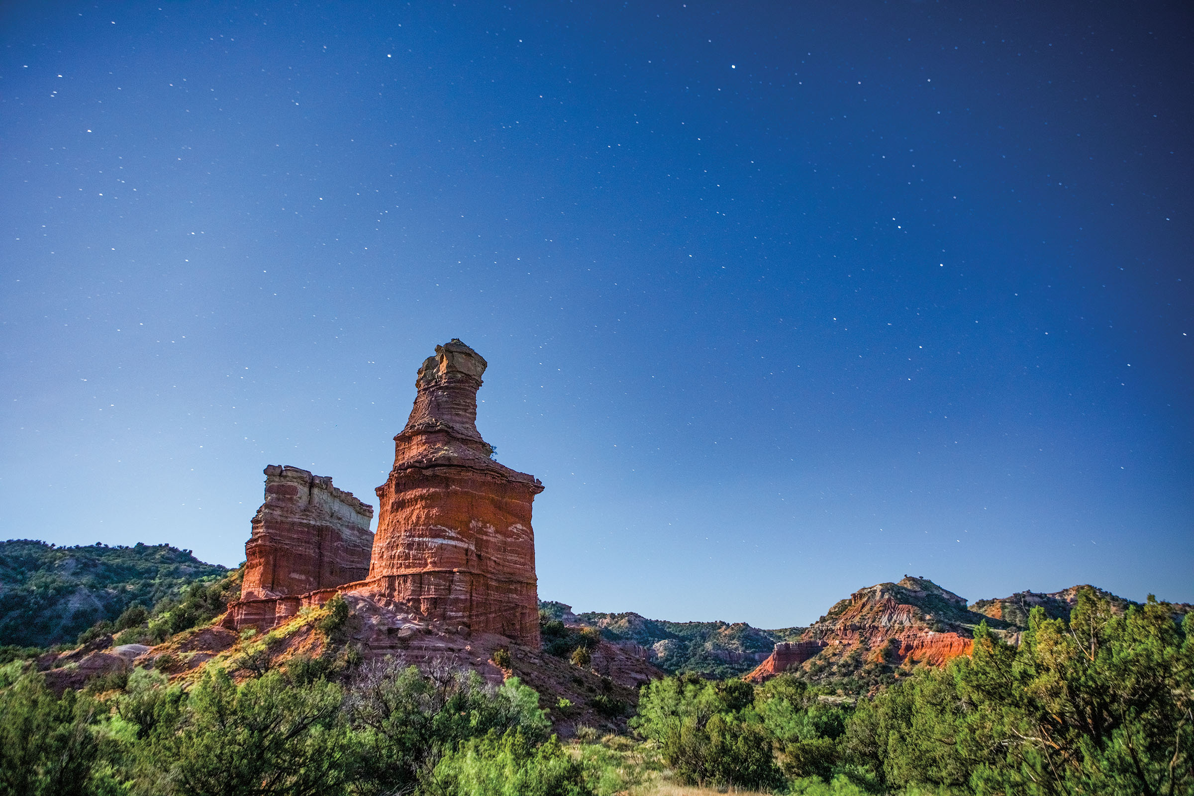 A bright red rock formation 