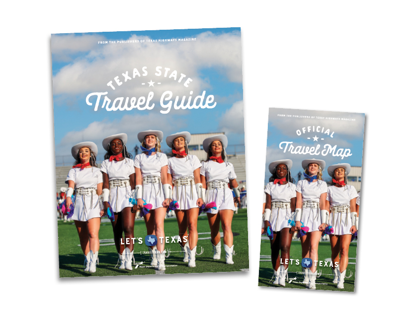 The cover of the Texas State Travel Guide and State Travel Map