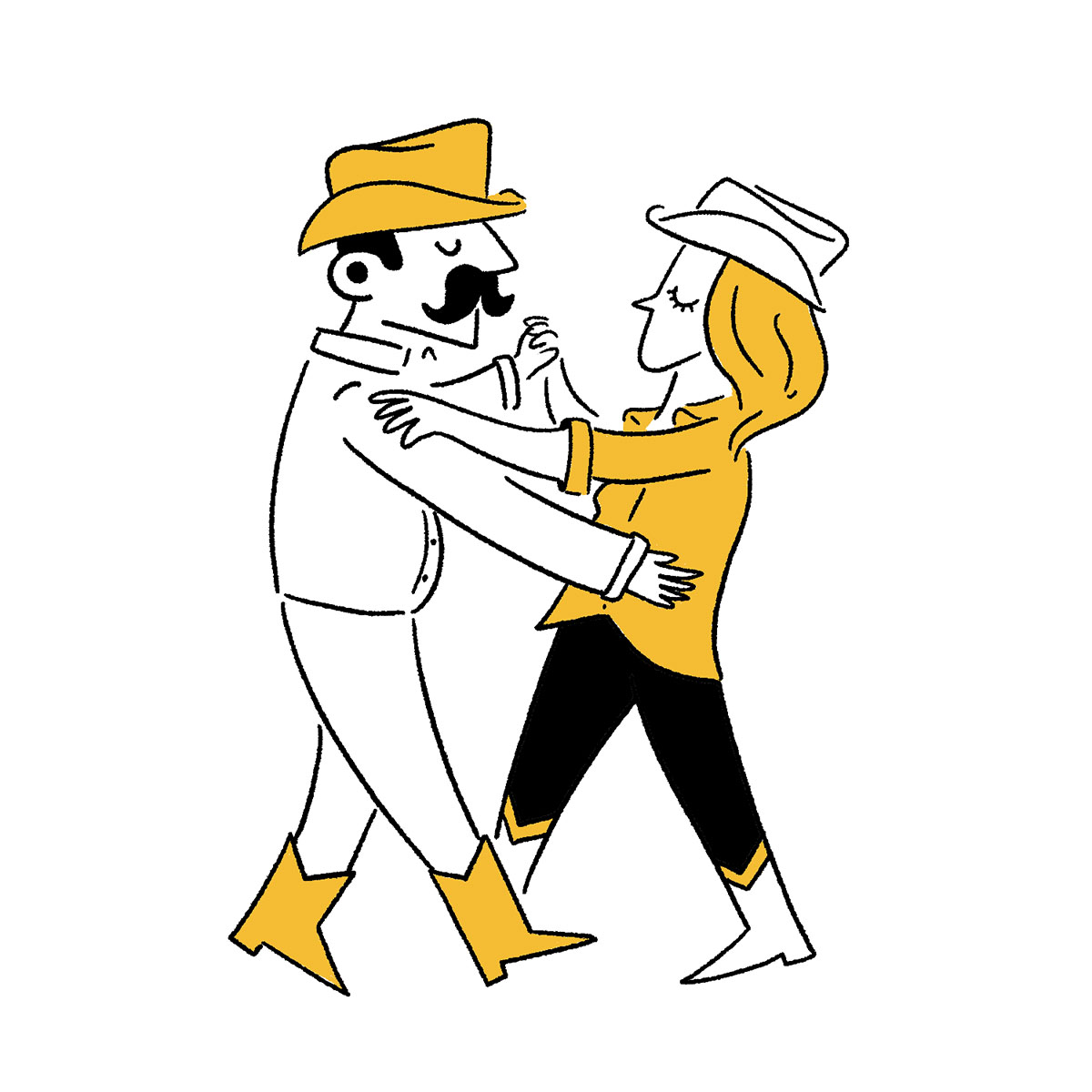 An illustration of two people dancing