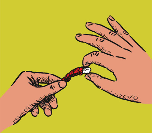 An illustration of hands carefully removing crawfish meat