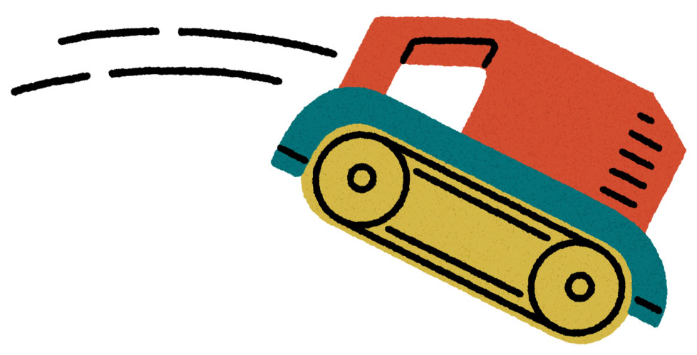 An illustration of a red blue and yellow woodworking tool