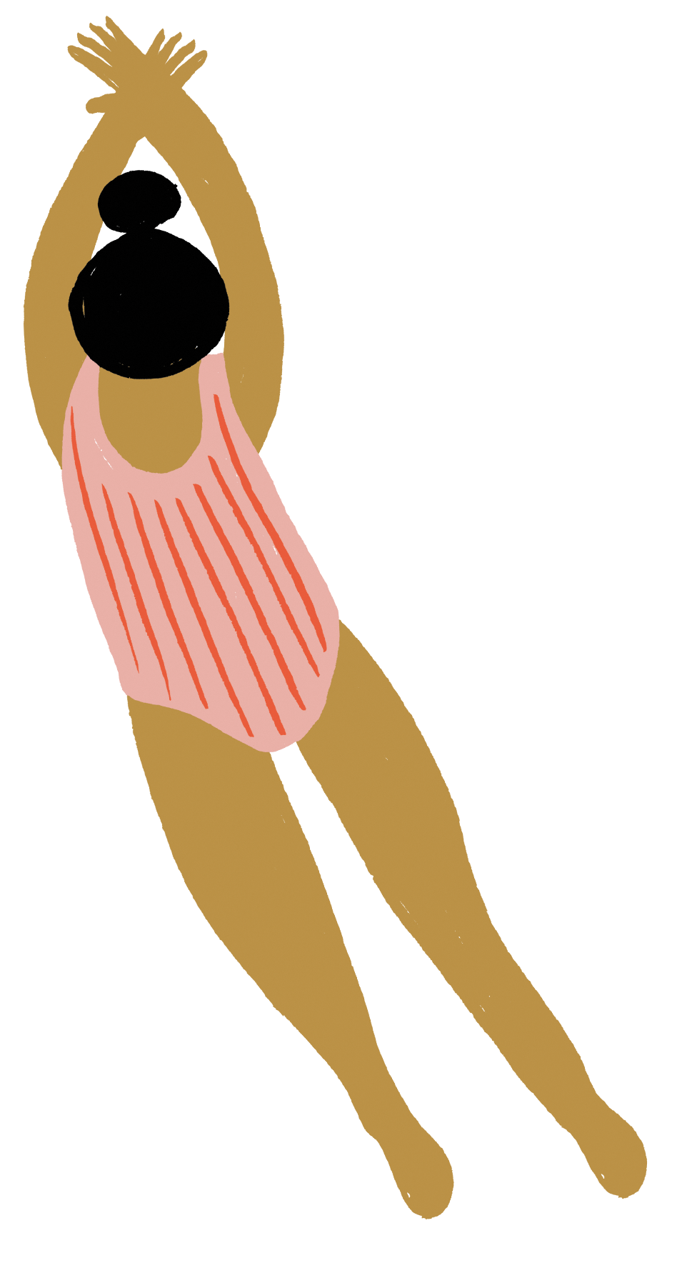 an illustration of a person in a striped swimsuit in a river