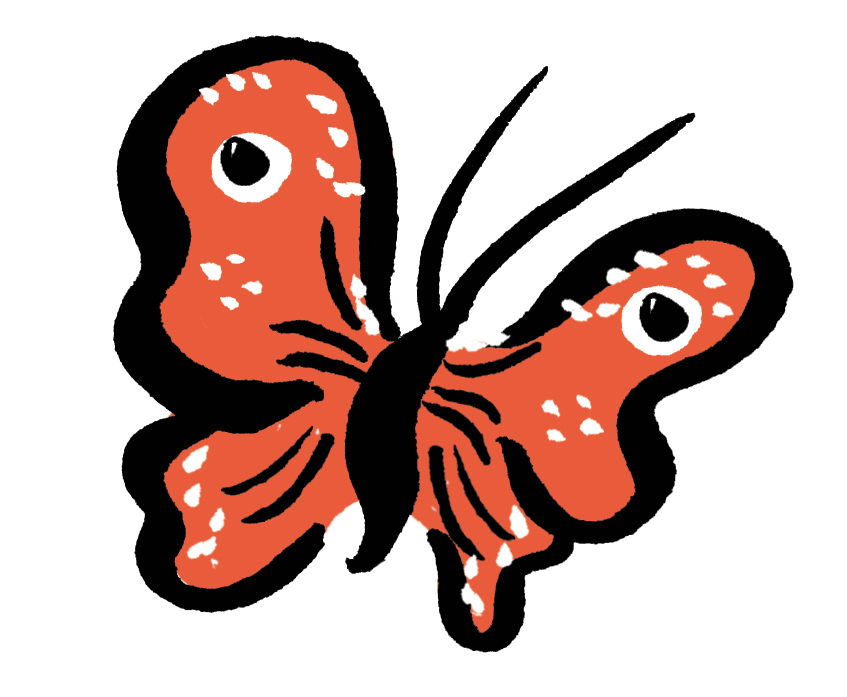 an illustration of a red butterfly