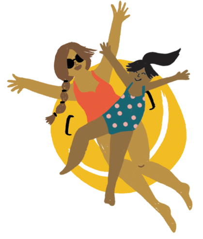 an illustration of two people in a tube