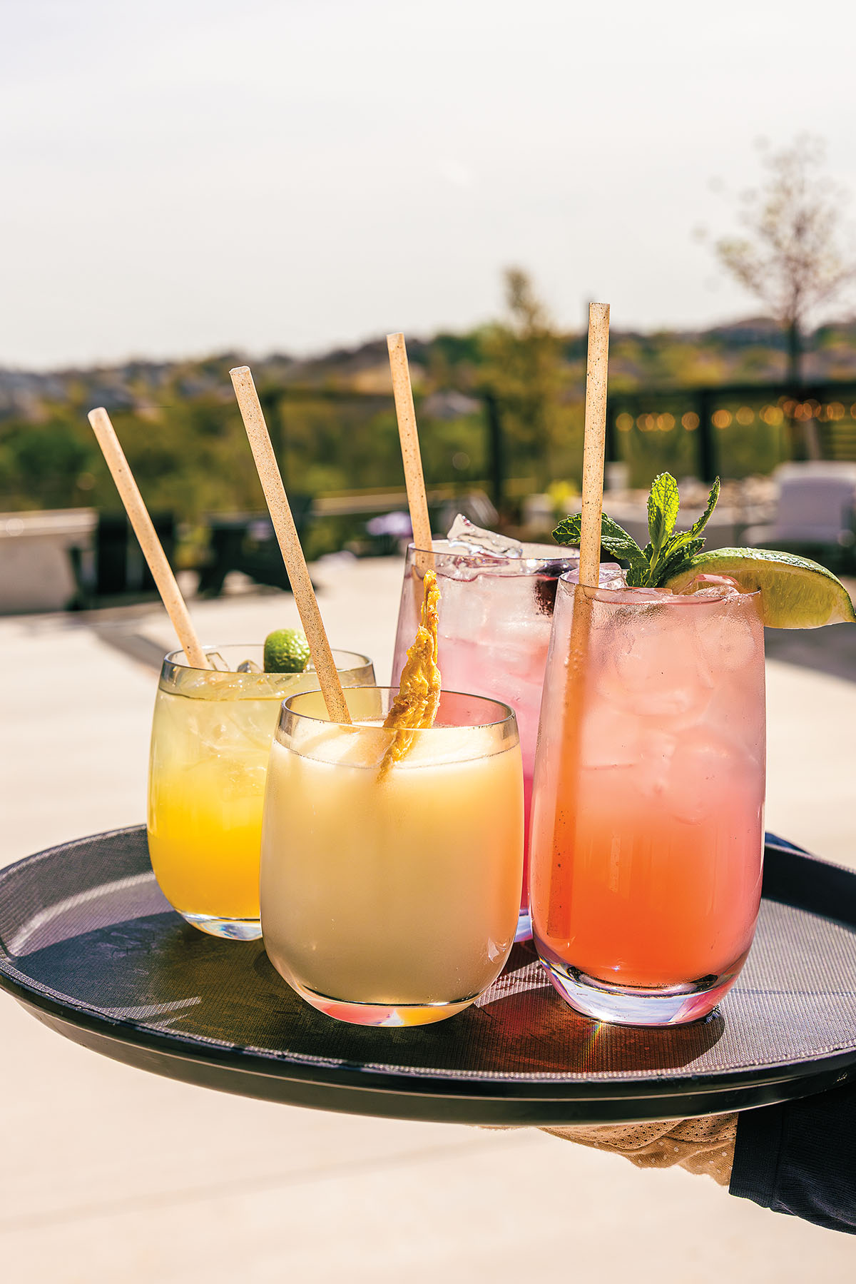 colorful drinks in an outdoor setting
