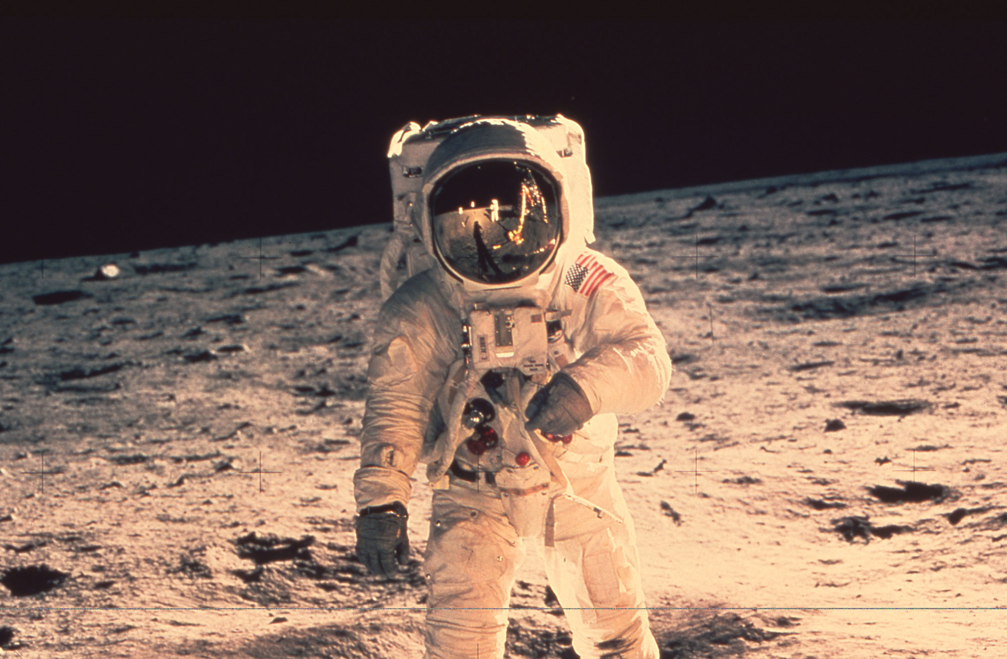An astronaut in a space suit on the moon