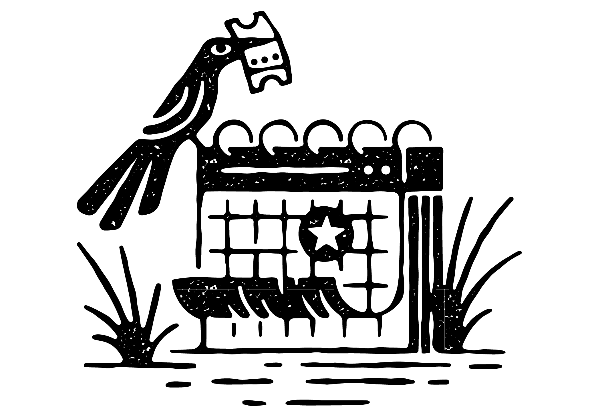 An illustration of a bird sitting on a calendar